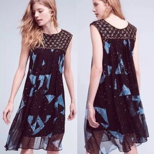 [Anthro] Moulinette Soeurs Lydia Beaded Sheer Crinkle Fully Lined Shift Dress